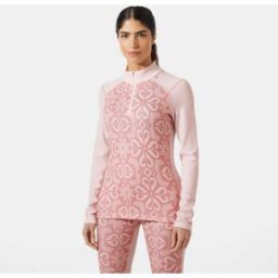 Helly Hansen Women's Lifa Merino Midweight Graphic 1/2 Zip Base Layer Pink M - Pink Tint Nordic Rose Aop - Female