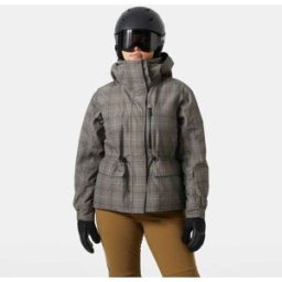 Helly Hansen Women's Nora Insulated 2.0 Ski Jacket Brown XL - Pebble Broxburn Plaid Aop Brown - Female