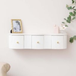 3 Drawer Reeded Wall Mounted Floating Console & Dressing Table - Willow White Range Material: New Products