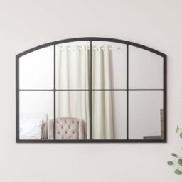 Black Arched Window Wall Mirror - 100cm x 70cm Material: Garden