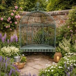 Extra Large Rustic Metal Arched Garden Bench Material: Garden