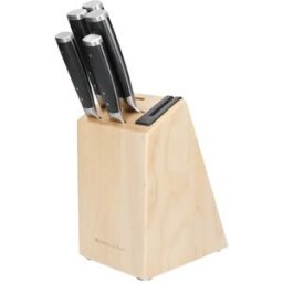 KitchenAid Gourmet 5 Piece Knife Set with Sharpener & Birchwood Block