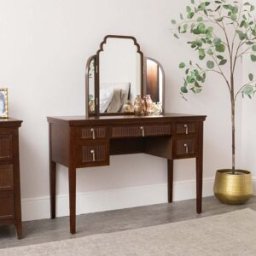 Dark Wood Reeded Dressing Table & Mirror Set - Georgian Range Material: Furniture/Furniture Ranges/Georgian Range
