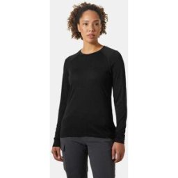 Helly Hansen Women's Durawool Crew Long Sleeve Black L - Black - Female