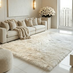 Lorek Cream Luxury Faux Fur Rug, 115x175cm