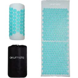 Akumata Long Acupressure Mat with Pillow Full-Body Massager 1 un. Gray and Mint