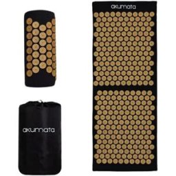 Akumata Long Acupressure Mat with Pillow Full-Body Massager 1 un. Black and Gold