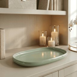 Zest Green Oval Ceramic Decorative Tray