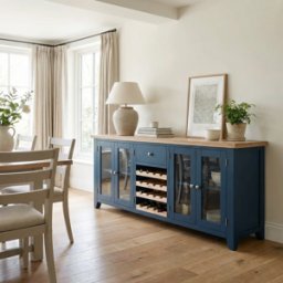 Burford Grand Sideboard with Wine Rack in Navy Blue