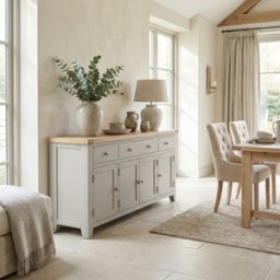 Burford Large 4 Door 3 Drawers Sideboard in Pebble Grey