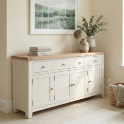 Burford Large 4 Door 3 Drawers Sideboard in Warm White