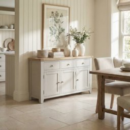 Burford Large 3 Door 3 Drawers Sideboard in Pebble Grey