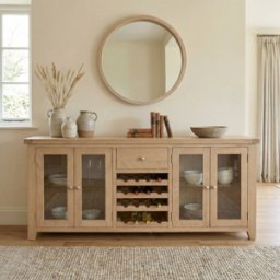 Burford Grand Sideboard with Wine Rack in Natural Oak