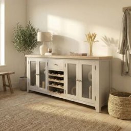 Burford Grand Sideboard with Wine Rack in Pebble Grey