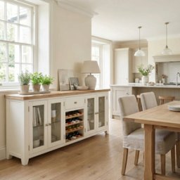 Burford Grand Sideboard with Wine Rack in Warm White