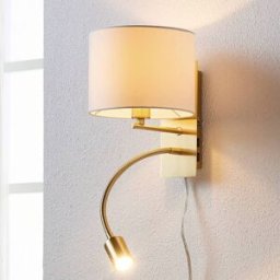 Wall Light Florens Lindby, Brass / gold, Living / Dining Room, Textile / fabric / silk, Modern, Wall Light