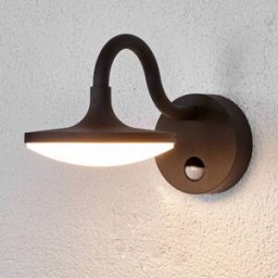 Finny - LED outdoor wall lamp with motion detector Lucande, Black, Aluminium, Modern, Outdoor Wall Light