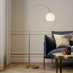 Arc Lamp Floor Cynthia Lindby, Brass / gold, Living / Dining Room, Glass, Modern, Floor Lamp