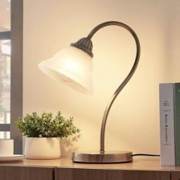 LED Table Lamp Mialina Lindby, Bronze / antique brass, Living / Dining Room, Glass, Table Lamp