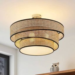 Ceiling Light Elowen Lucande, dimmable, Light wood, Living / Dining Room, Bamboo, Modern, Ceiling Light