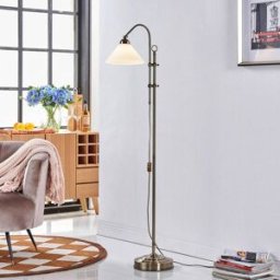 Floor Lamp Otis Lindby, Living / Dining Room, Glass, Antique, Floor Lamp