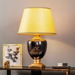Table Lamp Mozart ONLI, Brass / gold, Living / Dining Room, Textile / fabric / silk, Antique, Table Lamp