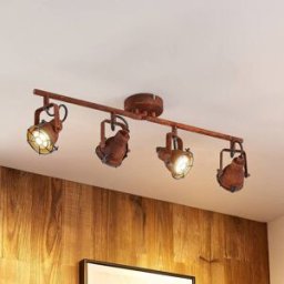 Lindby downlight Scabra, 63 cm, rust brown, 4-bulb, metal Scabra Lindby, dimmable, Brown / rust, Living / Dining Room, metal, Industrial Design, Ceiling Light