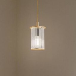 Nora outdoor hanging light, gold/transparent, IP44, glass Argon, dimmable, Brass / gold, Glass, Ceiling Light Outdoor