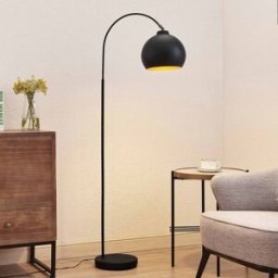Arc Lamp Floor Minali Lindby, Black, Living / Dining Room, metal, Modern, Floor Lamp