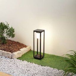 Lucande LED solar path light Nilea, 50 cm, black, sensor Nilea, Black, Aluminium, Modern, Solar Lights with Sensor