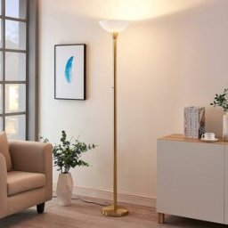 Uplighter Floor Lamp Ignacia Lindby, Brass / gold, Living / Dining Room, metal, Modern, Floor Lamp