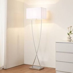Floor Lamp Evaine Lucande, White / opal, Living / Dining Room, metal, Modern, Floor Lamp