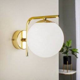 Wall Light Aurora Domiluce, dimmable, Brass / gold, Living / Dining Room, metal, Wall Light