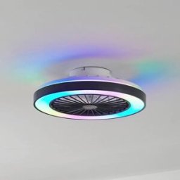 Lindby LED ceiling fan Teleo, Ã˜48 cm, black, DC, Tuya Teleo Lindby, dimmable, Black, Living / Dining Room, Plastic, Modern, Ceiling Fans with Lighting