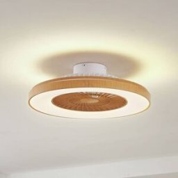 Lindby LED ceiling fan Teleo, Ã˜ 58 cm, wood-coloured, CCT Teleo Lindby, dimmable, Light wood, Living / Dining Room, Plastic, Modern, Ceiling Fans with Lighting