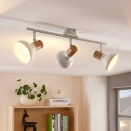 Lindby Fridolin downlight, 50cm, 3-bulb, white, metal Lindby, dimmable, White / opal, Kitchen, metal, Modern, Ceiling Light
