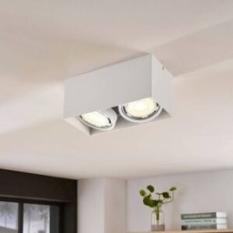 Arcchio downlight Mabel, 2-bulb, 27 cm, white, GU10 Mabel Arcchio, dimmable, White / opal, Kitchen, Aluminium, Modern, Ceiling Light