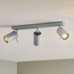 Ceiling spotlight Round, grey, 3-bulb linear Round SOLLUX LIGHTING, dimmable, Alu / grey / zinc, Living / Dining Room, metal, Modern, Ceiling Light