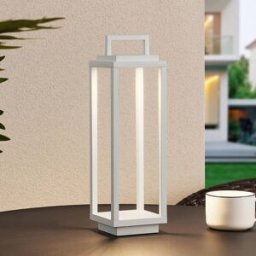 Lucande LED outdoor light Mirina, white, rechargeable battery, touch dimmer Mirina Lucande, dimmable, White / opal, Aluminium, Modern