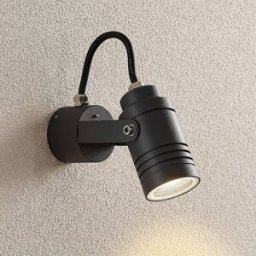 Lucande outdoor wall spotlight Galina, grey, aluminium, 11.2 cm high Galina Lucande, dimmable, Alu / grey / zinc, Aluminium, Modern, Outdoor Wall Light