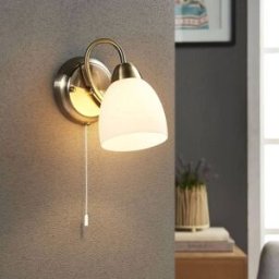 Wall Light Mael Lindby, Bronze / antique brass, Living / Dining Room, Glass, Antique, Wall Light