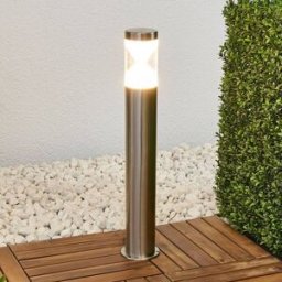 Lindby LED path light Fabrizio, height 56 cm, stainless steel Fabrizio, Alu / grey / zinc, Stainless steel, Modern, Outdoor lights