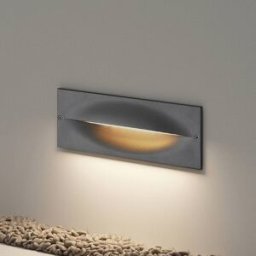 Lucande LED recessed wall light Zandro, 25 cm, anthracite, IP65 Zandro, Black, Aluminium, Modern, Outdoor Wall Light