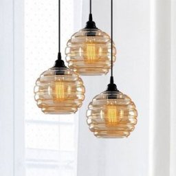 Glass Pendant Light Gold 011 Opviq, dimmable, Brass / gold, Living / Dining Room, Glass, Ceiling Light