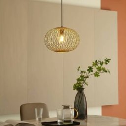 Pendant Light Solvira Lindby, dimmable, Light wood, Living / Dining Room, Bamboo, Scandinavian, Ceiling Light