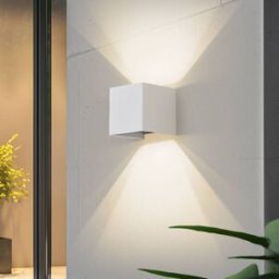 Lindby Smart LED outdoor wall lamp Dara, 10 cm, white, CCT Tuya Dara Lindby, dimmable, White / opal, Plastic, Modern