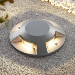 Lucande Jeffrey LED floor spotlight, silver, 4 light outlets, Alu / grey / zinc, Aluminium, Modern, Recessed Floor Light