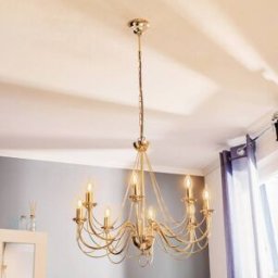Chandelier Retro Domiluce, dimmable, Brass / gold, Living / Dining Room, metal, Ceiling Light