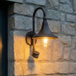 Lindby outdoor wall light Daphne, antique black, sensor, E27 Daphne Lindby, dimmable, Black, Aluminium, Antique, Outdoor Wall Light