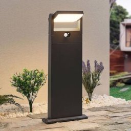 Lindby Novalie LED solar path light, Alu / grey / zinc, Aluminium, Modern, Solar Lights with Sensor